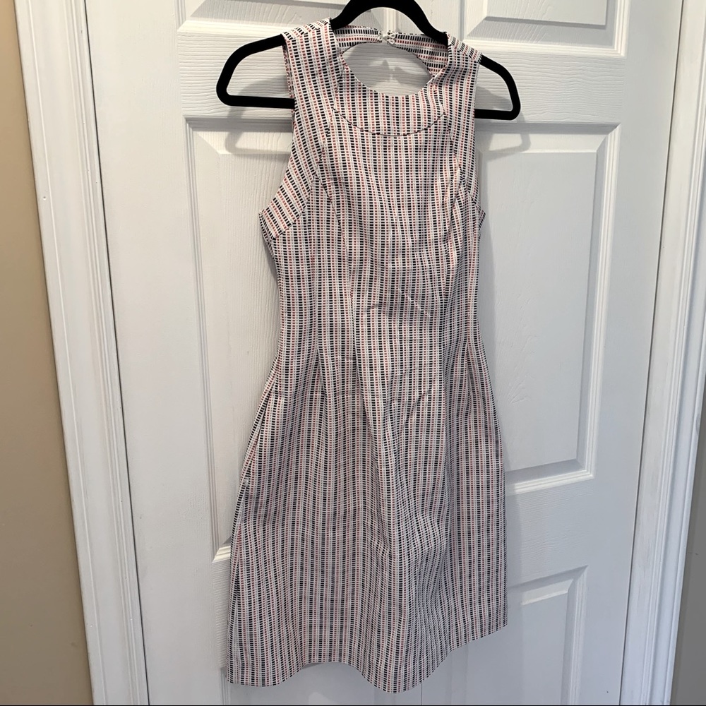 Red, White, and Blue Sleeveless Fitted Shift Dress